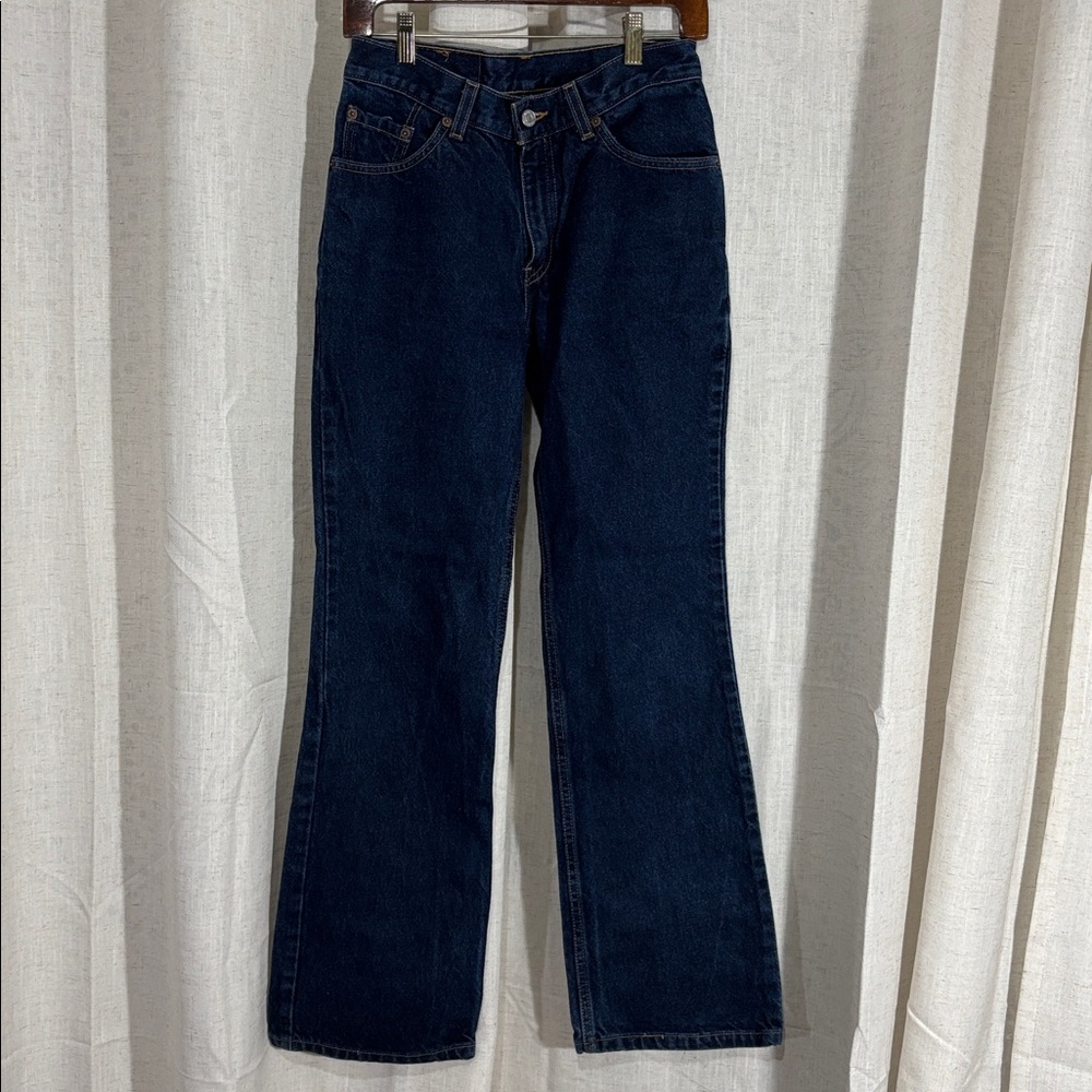 Vintage Y2K Women’s Levi's Dark Blue Boot Cut Mid Rise Jeans